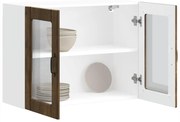 vidaXL Armário de parede de cozinha porta vidro Lucca carvalho fumado