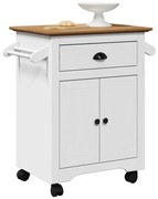 vidaXL Carrinho de cozinha BODO branco e castanho 72x45x80 cm
