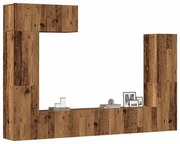 vidaXL Conjunto de armário TV de parede 5 pcs madeira madeira velha