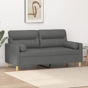 vidaXL Sofá 2 lugares +almofadas decorativas 140cm tecido cinza-escuro