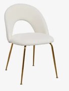Cadeira De Jantar Estofada Glorys Dourado & Chenille Branco & Tecido Pele De Borrego - Sklum