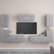 vidaXL 7 pcs conjunto de móveis de TV contraplacado cinzento cimento