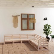 7 pcs conjunto lounge de jardim pinho maciço