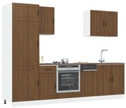 7 peças armário de cozinha conjunto Lucca carvalho castanho
