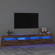 vidaXL Móvel de TV com luzes LED 240x35x40 cm carvalho fumado