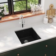 vidaXL Lava-louça com 1 cuba granito preto