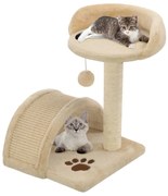 vidaXL Árvore p/ gatos c/postes arranhadores sisal 40 cm bege/castanho
