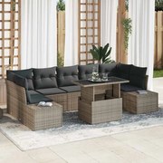 vidaXL Sofá de Jardim de 8 Peças com Almofadas Cinza em Rattan Sintético