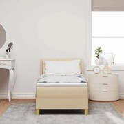vidaXL Cama Box com colchão com cabeceira Creme 200 x 80 cm Poliéster