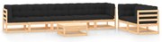 8 pcs conj. lounge jardim c/ almofadões antracite pinho maciço
