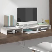 Suporte para monitor 80x24x10,5 cm madeira pinho maciça branco