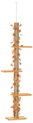 PawHut Árvore Gatos Chão ao Teto Altura Ajustável Torre Arranhador 3 Plataformas Estabilidade Segurança 37x21x202-242 cm Laranja | Aosom Portugal