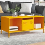 vidaXL Mesa centro 101,5x50x43,5 cm aço laminado frio amarelo mostarda