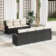 Conjunto de Sofás de Jardim vidaXL de 8 Peças com Almofadas Preto Ratt