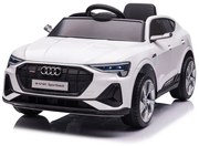 Audi e-tron 12v, Carro elétrico infantil módulo de música, assento de couro, pneus de borracha EVA Branco