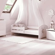 Cama infantil LUK princesa 140x70 branca com grades - colchão e estrado incluído