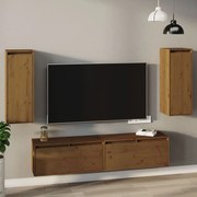 vidaXL Armários de parede 2 pcs 30x30x80 cm pinho maciço castanho-mel