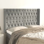 vidaXL Cabeceira cama c/ abas veludo 163x16x118/128 cm cinzento-claro