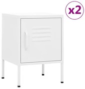 Mesas de cabeceira 2 pcs 35x35x51 cm aço cor branco