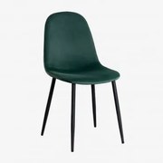 Glamm Estofada Cadeira De Jantar Preto & Velluto Verde Selva & Velluto - Sklum