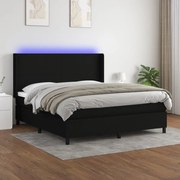 vidaXL Cama box spring c/ colchão e LED 180x200 cm tecido preto