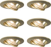 Conjunto de 6 focos embutidos redondos e inclináveis dourados - Edu