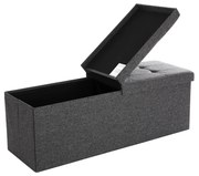 Banco SONGMICS com espaço de armazenamento, baú de armazenamento com tampa, dobrável, capacidade de carga 300 kg, 120 L, 38 x 110 x 38 cm, tecido de linho cinza escuro LSF76GYZ