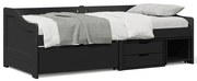 vidaXL Sofá-cama com 3 gavetas sem colchão 90x200 cm IRUN preto