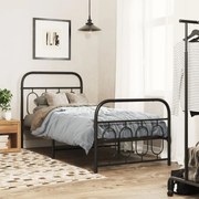 vidaXL Estrutura de cama com cabeceira e pés 80x200 cm metal preto