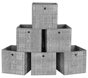 Caixas de armazenamento dobráveis ​​SONGMICS, conjunto de 6 cubos de armazenamento de tecido não tecido, 30 x 30 x 30 cm, organizadores de roupas de brinquedo, cinza RFB02LG-3