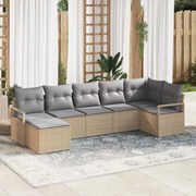 vidaXL Conjunto de Sofá de Jardim com 7 Peças da em Rattan Poly Bege