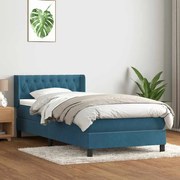 vidaXL Cama com molas/colchão azul-escuro 90x210 cm veludo