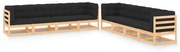 vidaXL 8 pcs conj. lounge jardim c/ almofadões antracite pinho maciço