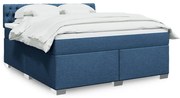 vidaXL Cama com molas/colchão 180x200 cm tecido azul