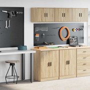 vidaXL Armários de garagem 2pcs derivados de madeira carvalho sonoma