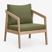 Poltrona De Jardim Em Madeira De Acácia Kaela Marrom Acácia Claro & Bouclé Verde Sálvia - Sklum