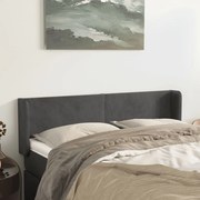 vidaXL Cabeceira de cama c/ abas veludo 147x16x78/88cm cinzento-escuro
