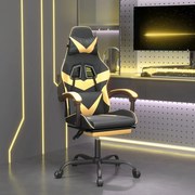 Cadeira gaming giratória + apoio couro artificial preto/dourado