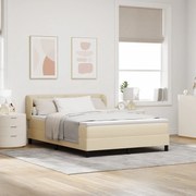 Cama Box Spring vidaXL com Colchão em Creme, 140x200 cm, Tecido