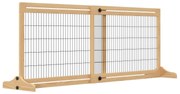 PawHut Barreira de Segurança para Cães de Madeira Extensível com Pés de Suporte Barreira de Proteção 104-183x36x69cm Natural | Aosom Portugal