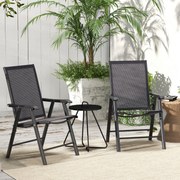 Conjunto de 2 Cadeiras Dobráveis para Exterior Cadeiras para Jardim com Textilene e Metal  58x64x94 cm Cinza Escuro