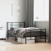 vidaXL Estrutura de cama com cabeceira e pés 100x200 cm metal preto