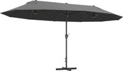 Outsunny Chapéu de Sol Duplo 4,55x2,65x2,38 m Chapéu de Sol de Jardim com Manivela Manual com Proteção Solar UV Cinza | Aosom Portugal