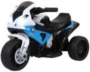 HOMCOM Mota Elétrica BMW para Crianças 6V com Faróis Música e Velocidade Máx. de 2,5 km/h 66x37x44 cm Azul