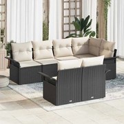 vidaXL Conjunto de Sofá de Jardim de 7 Peças com Almofadas - Rattan Sintético Preto