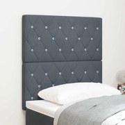 vidaXL Cabeceira Almofadada Cinza Escuro com Botões de Cristal, 80 cm de Veludo