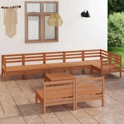 vidaXL 9 pcs conjunto lounge de jardim pinho maciço castanho mel
