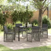 vidaXL Conjunto de Jantar de Jardim com 5 Peças e Almofadas Cinza Rattan
