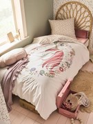 Conjunto capa de edredon + fronha de almofada para criança, com algodão reciclado, Pequeno Unicórnio branco estampado