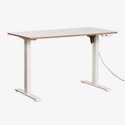 Escrivaninha Elevatória Elétrica Retangular Com Função De Memória Em Madeira E Ferro Serpi Madeira Branca & ↔︎ 120 Cm & Branco - Sklum